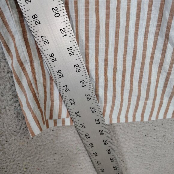 By Anthropologie Pants Women Small Gray Brown Striped Drawstring Waist Wide Leg - Picture 4 of 13
